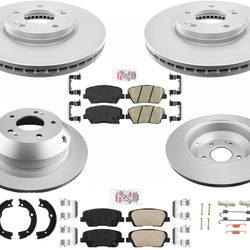 F&R GEO Coated Disc Brake Rotors Pads Parking Shoes For 10-12 Hyundai Santa Fe