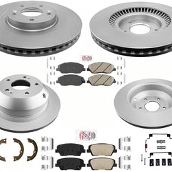 F&R GEO Coated Disc Brake Rotors Pads Parking Shoes For 13-16 Hyundai Santa Fe