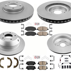 F&R GEO Coated Disc Brake Rotors Pads Parking Shoes fits 17-18 Hyundai Santa Fe