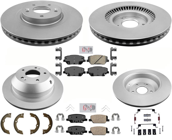 Disc Brake Rotors Pads Park Shoe fits 19-20 Hyundai Santa Fe Dual Piston Caliper