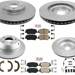 Coated Disc Brake Rotors Pads Parking Shoes For 2013-16 Hyundai Santa Fe Sport