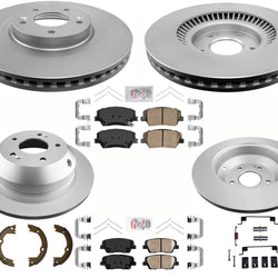 Coated Disc Brake Rotors Pads Parking Shoes For 2017-18 Hyundai Santa Fe Sport