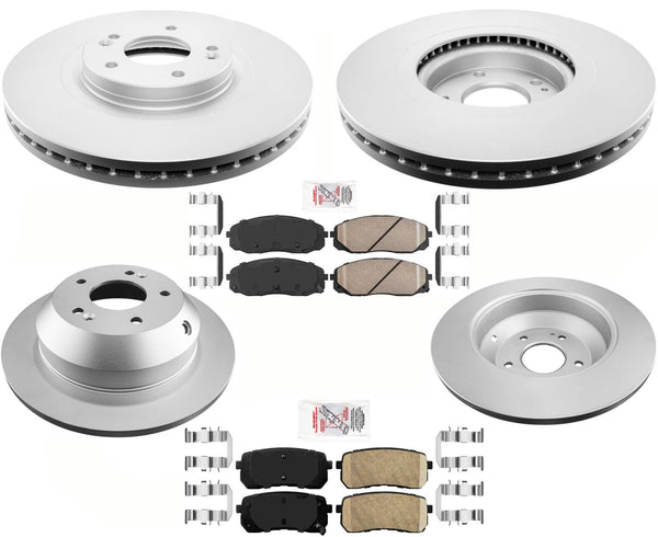 Front & Rear GEO Coated Disc Brake Rotors Ceramic Pads For 2015-2021 Kia Sedona