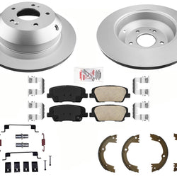 REAR GEO Coated Disc Brake Rotors Pads Parking Shoes For 13-16 Hyundai Santa Fe