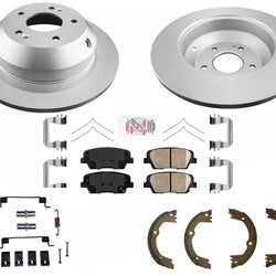 REAR GEO Coated Disc Brake Rotors Pads Parking Shoes for 17-18 Hyundai Santa Fe
