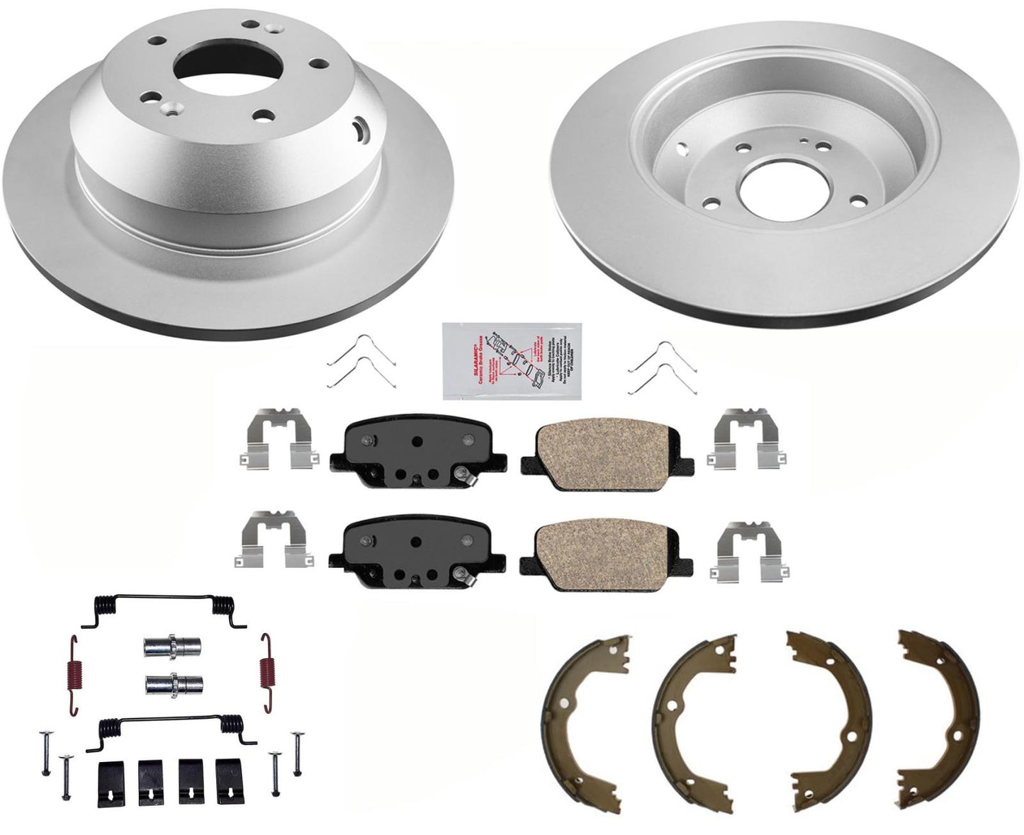 REAR Disc Brake Rotors Pads Shoe fits 19-20 Hyundai Santa Fe Dual Piston Caliper