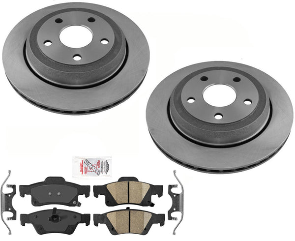 Fits Jeep Grand Cherokee 2011-21 Coated Vented Disc Brake Rotors and Brake Pads