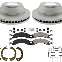 Coated Rear Disc Brake Rotors and Fleet Brake Pads Parking 08-19 for Ford E450