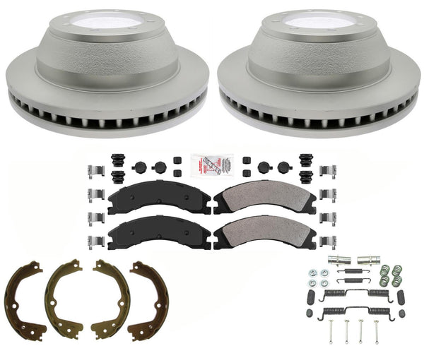 Coated Rear Disc Brake Rotors and Fleet Brake Pads Parking 08-19 for Ford E450