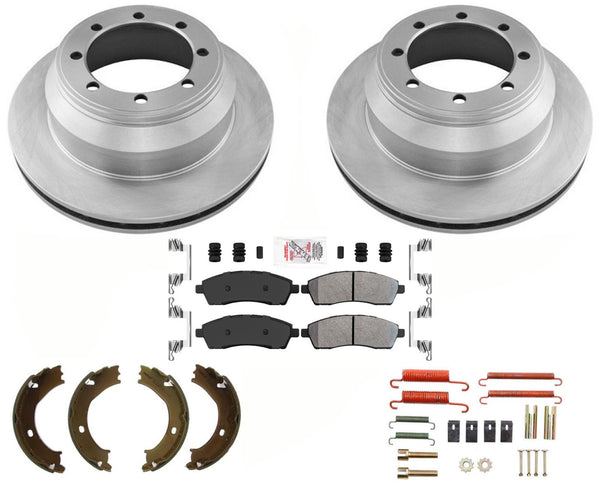 Coated Rear Disc Brake Rotors and Fleet Brake Pads Parking 99-04 Ford F350 Super
