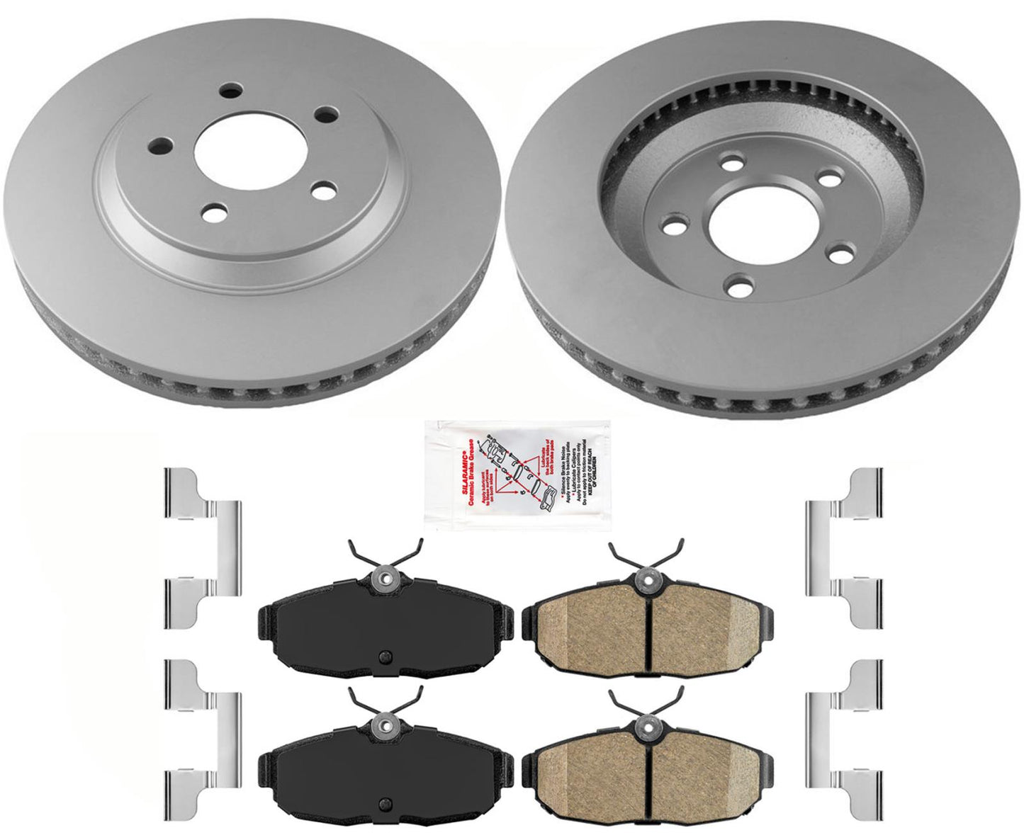 AmeriBRAKES Rotores y pastillas de freno de disco trasero recubiertos para Ford Mustang GT 2005-2010