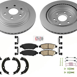 AmeriBRAKES Coated REAR Disc Brake Rotors & Pads For 2010-2016 Cadillac SRX