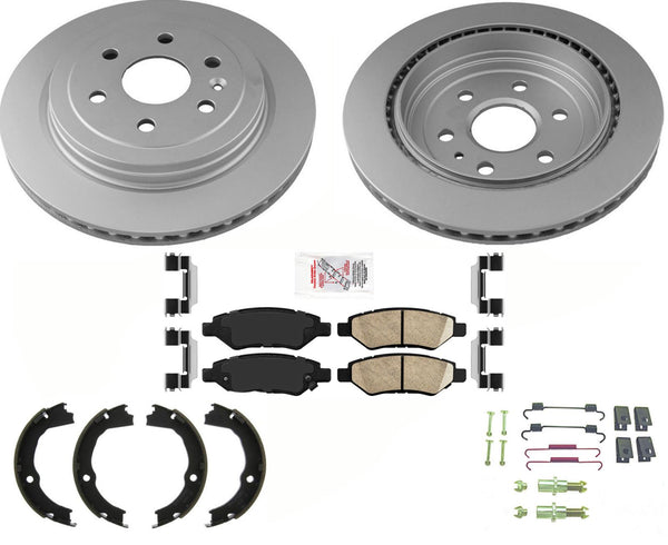AmeriBRAKES Coated REAR Disc Brake Rotors & Pads For 2010-2016 Cadillac SRX