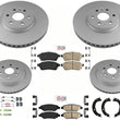 Rotores y pastillas de freno de disco revestidos AmeriBRAKES delanteros y traseros para Cadillac SRX 10-16