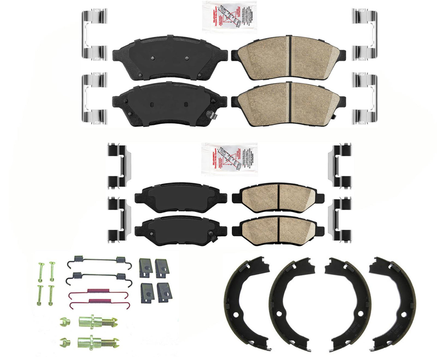 AmeriPRO Ceramic Pads Parking Brake Shoes Springs For 2010-2016 Cadillac SRX
