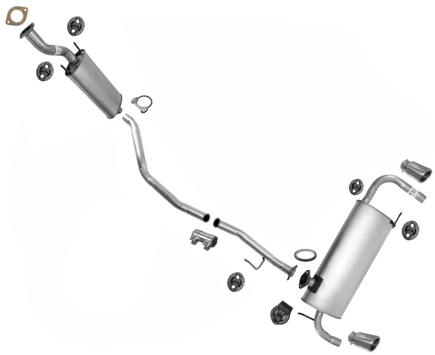 Silenciador trasero de tubo de silenciador medio con puntas cromadas para Nissan Murano 2009-2014