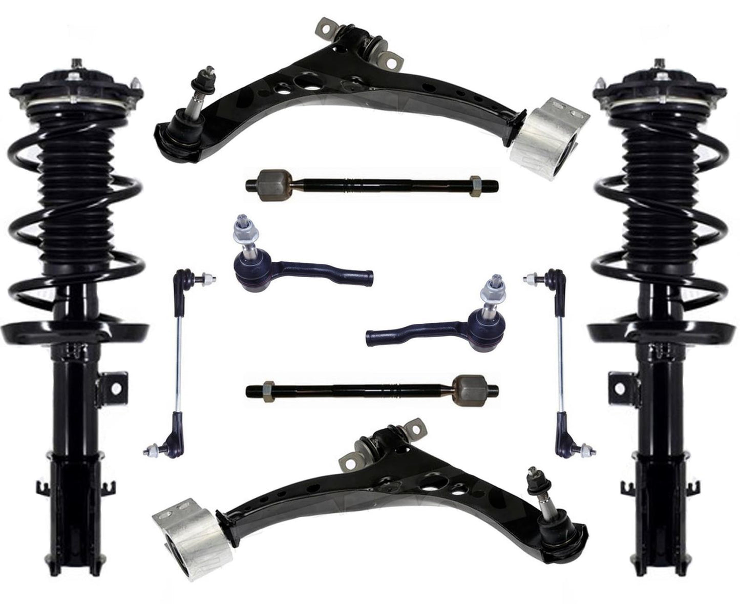 Front Struts Lower Control Arms Tie Rods Link For 16-19 Chevrolet Cruze LT 1.4L - Photo 1