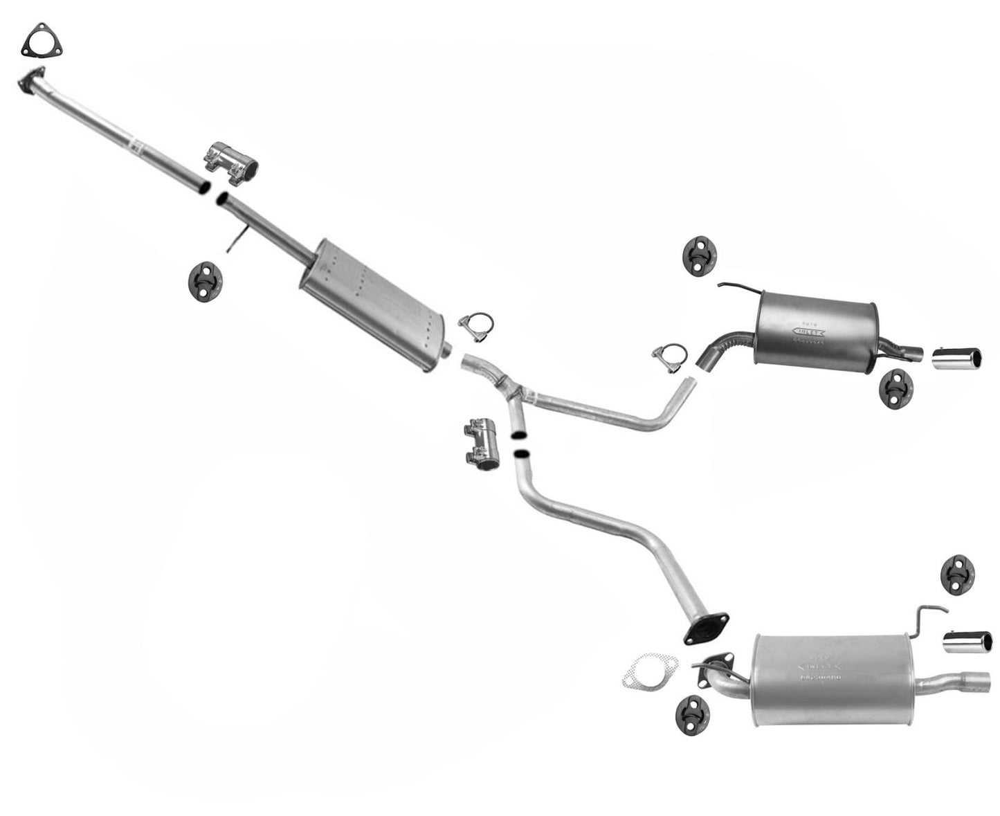 Para sistema de escape de silenciador doble con resonador medio Acura MDX 3.5L 2004-2006