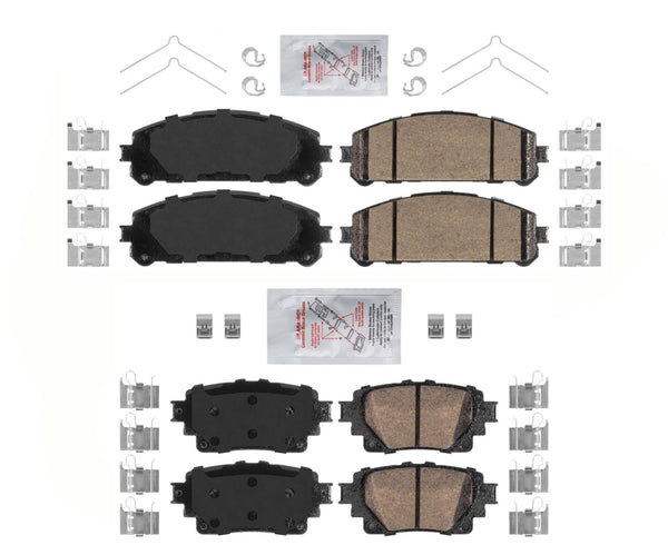 Pastillas de freno de cerámica delanteras y traseras con herrajes para Toyota Highlander 2020-2022