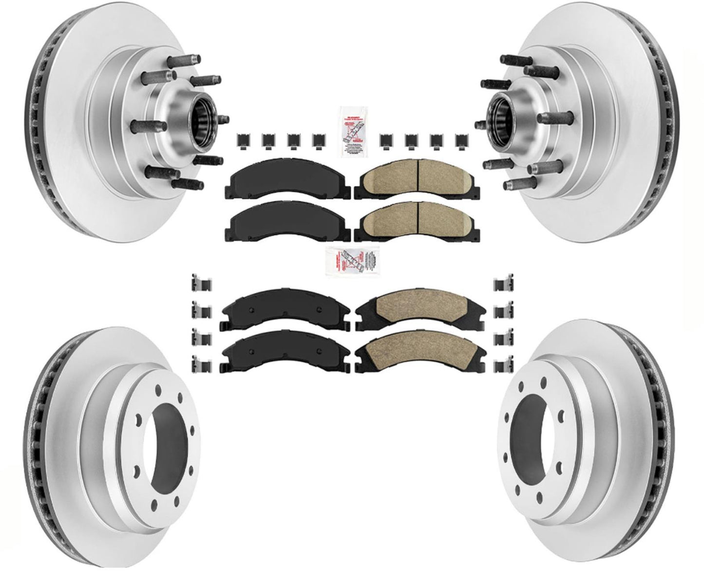 Ford E150 E250 350 Front Pads Rotors Rear Pads Rotors For 2008-2021 SRW Only