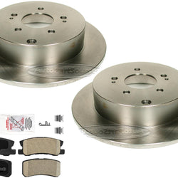 Rear Disc Brake Rotors and Ceramic Brake Pads for 2004-2008 Mitsubishi Endeavor