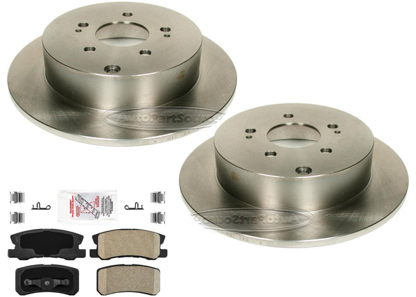 Rear Disc Brake Rotors and Ceramic Brake Pads for 2004-2008 Mitsubishi Endeavor