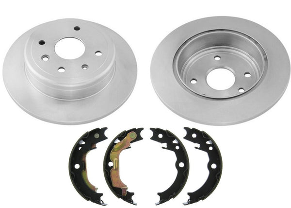 Rear Disc Brake Rotors with Parking Brake Shoes for 2004-2006 Suzuki Verona 3pc