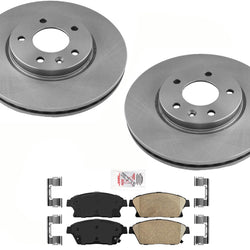Coated Front Disc Brake Rotors & Ceramic Pads For 2012-2017 Buick Verano