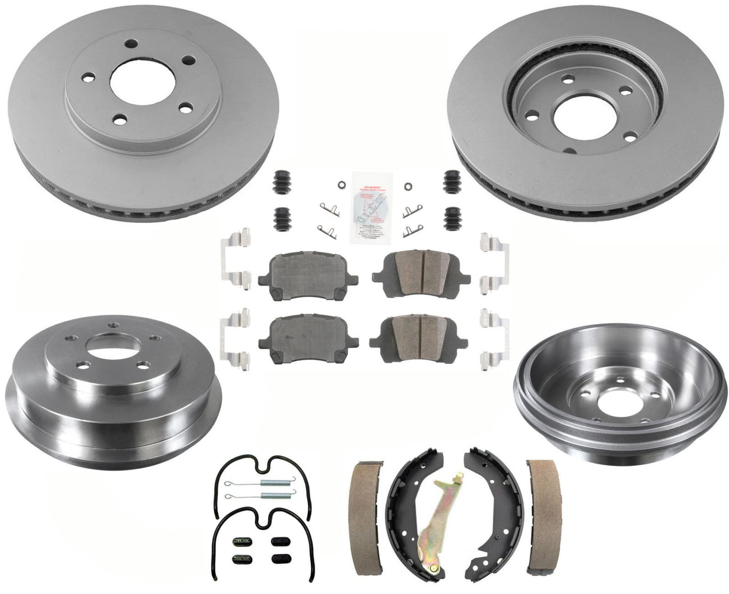 Pastillas de rotores de freno de disco delantero recubiertas para Chevrolet HHR 10-11 con frenos de tambor traseros