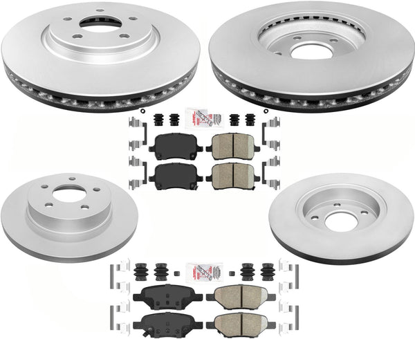 Coated F&R Disc Brake Rotors & Ceramic Pads For 2008-2010 HHR w 4 W Disc Brk