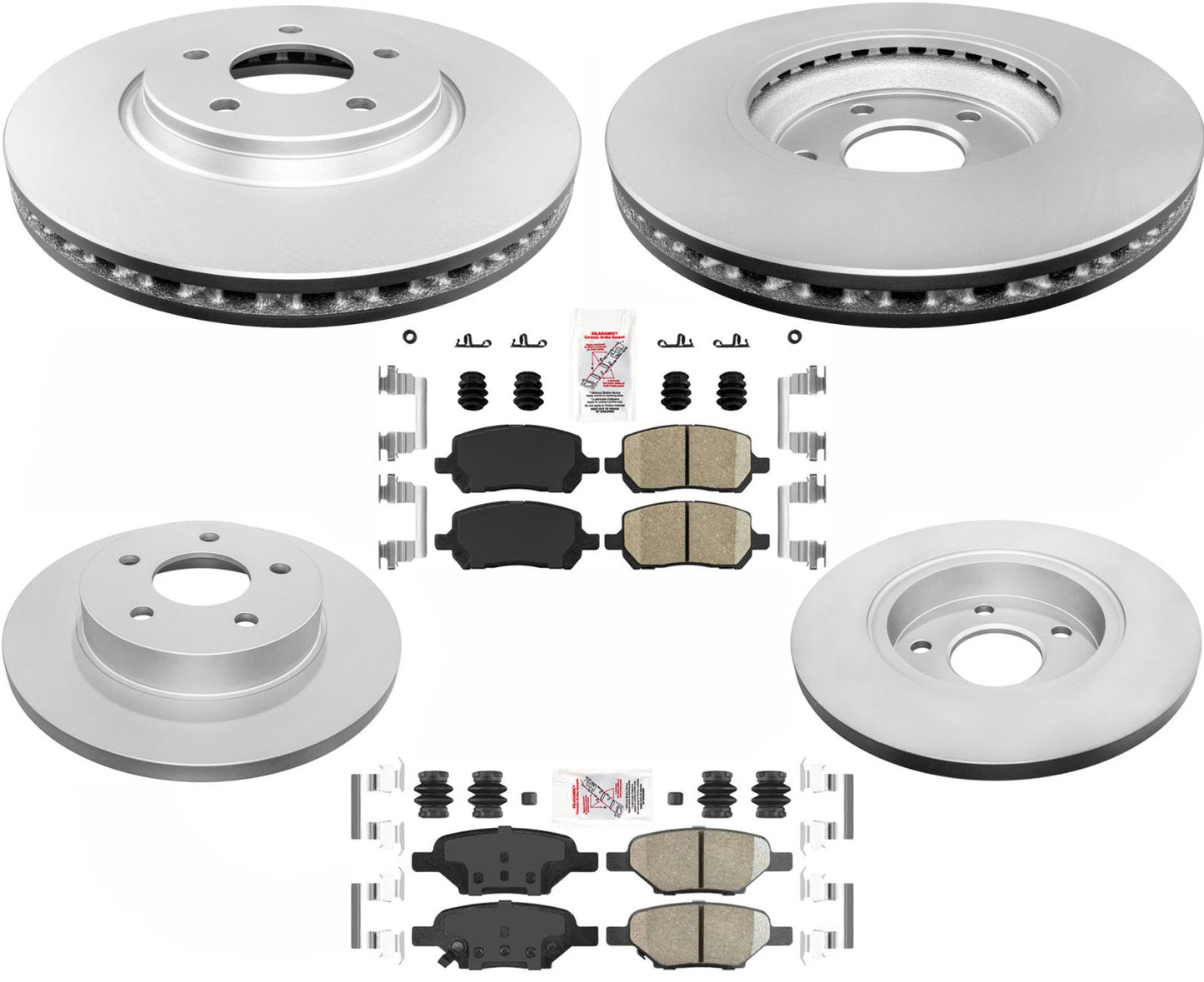 Rotores de freno de disco delantero y trasero recubiertos y pastillas de cerámica para Pontiac G5 2007-2010