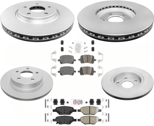 Coated Front & Rear  Disc Brake Rotors & Ceramic Pads For 2008-2010 Pontiac G6