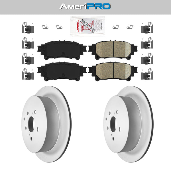 Rear Ceramic Pads & Coated Rotors FOR 2010-2020 Highlander Sienna RX350 RX450h