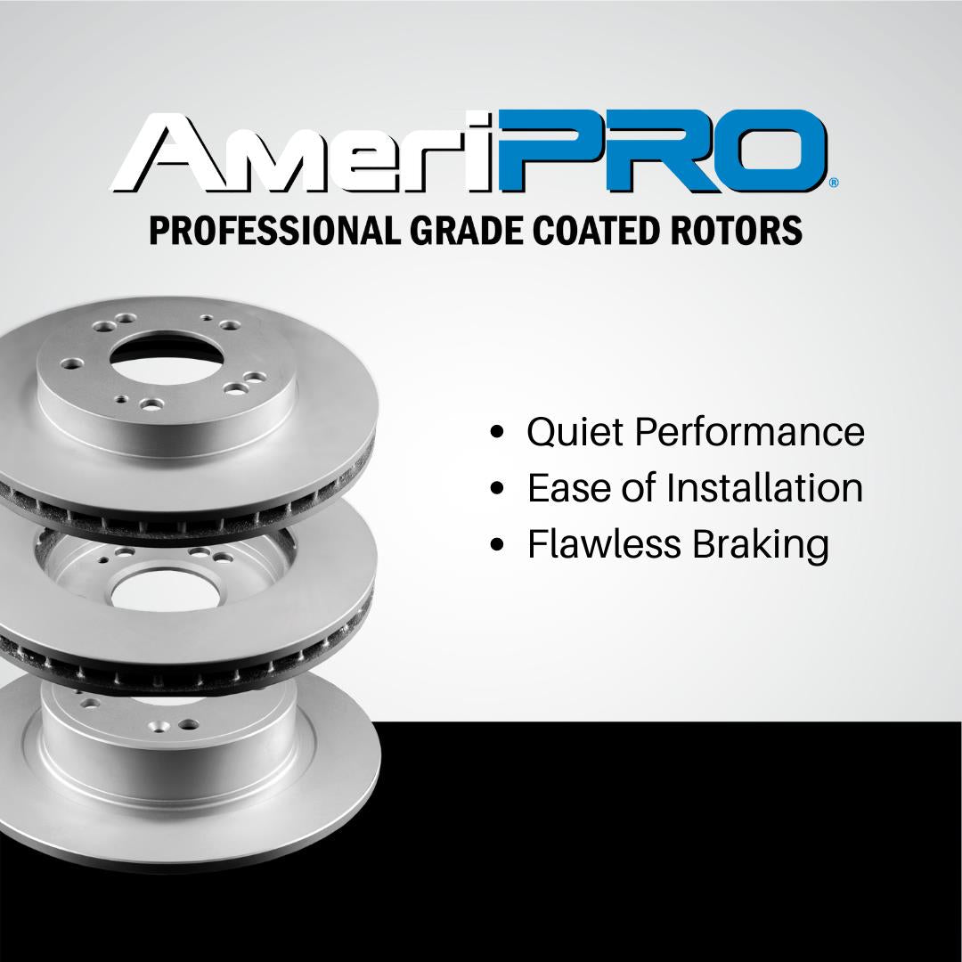AmeriBRAKES Rotores y pastillas de freno de disco revestidos GEO para Nissan Rogue 2021-2023