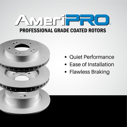 AmeriBRAKES Rotores y pastillas de freno de disco revestidos GEO para Nissan Rogue 2021-2023