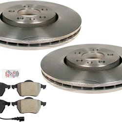 Front Brake Rotors & Semi Metallic Brake Pads for 2000-2005 Volkswagen Golf