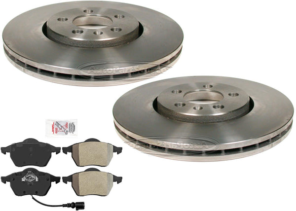 Front Brake Rotors & Semi Metallic Brake Pads for 2000-2005 Volkswagen Golf
