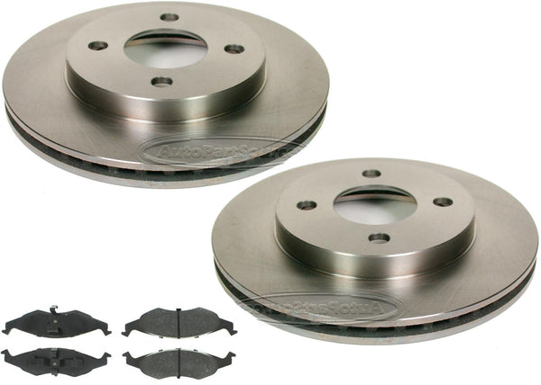 Front Disc Brake Rotors & Semi Metallic Brake Pads for 1995-1997 Dodge Neon