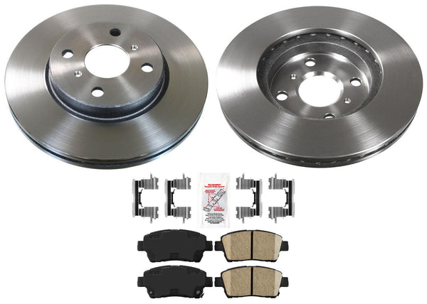 Front AmeriBRAKES GEO Coated Disc Brake Rotors & Pads for 2004-2006 Scion xA xB