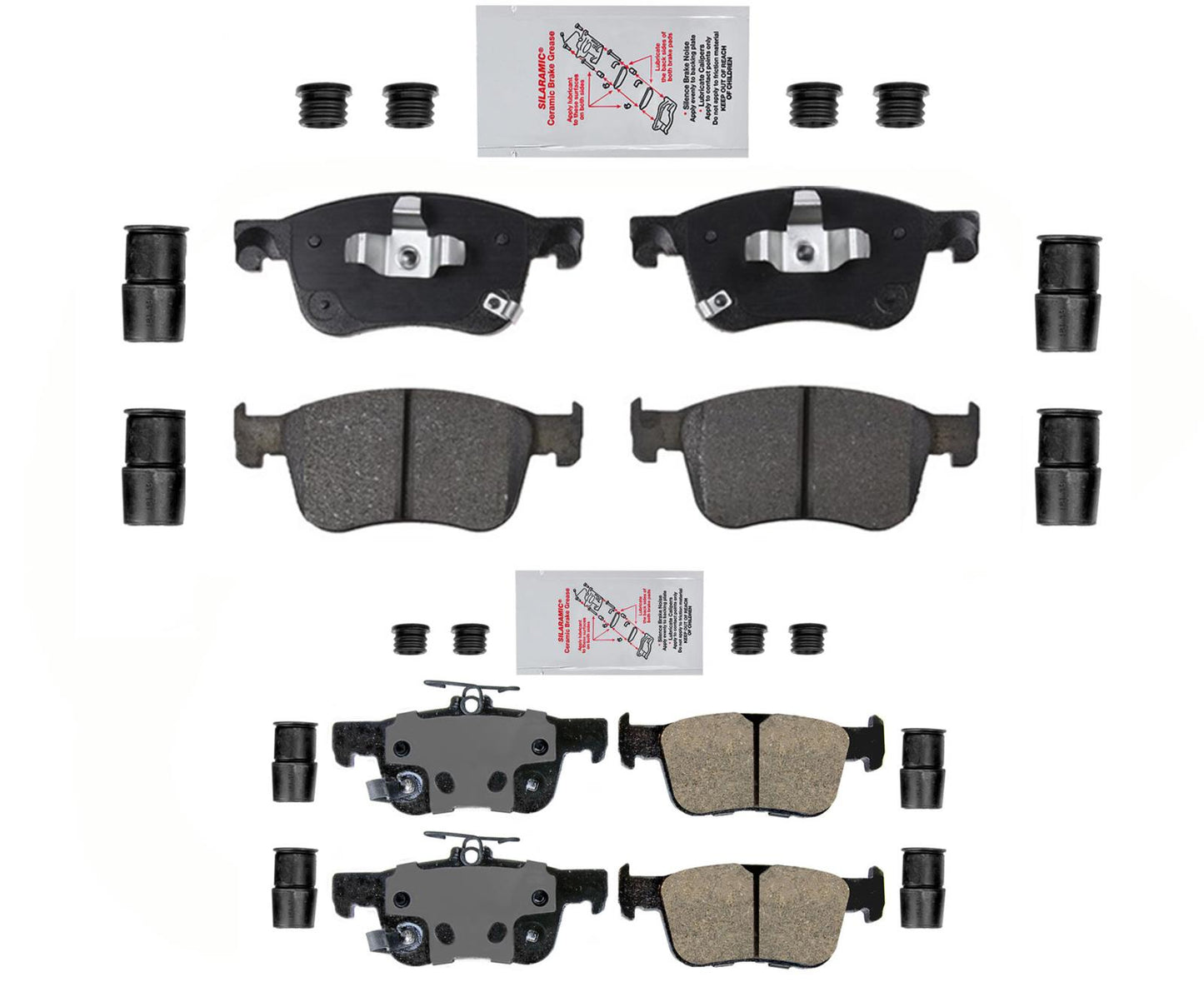 Front & Rear AmeriPLATINUM Disc Brake Pads Hardware For 18-21 Honda Civic EX-L