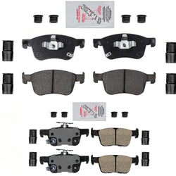 Front & Rear AmeriPLATINUM Disc Brake Pads Hardware For 18-21 Honda Civic EX-L