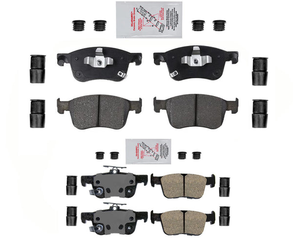 Front & Rear AmeriPLATINUM Disc Brake Pads Hardware For 18-21 Honda Civic EX-L