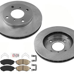 Front AmeriBRAKES GEO Coated Disc Brake Rotors & Pads For 99-06 Hyundai Elantra