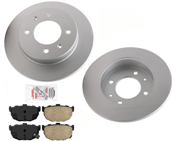 Rear AmeriBRAKES GEO Coated Disc Brake Rotors & Pads for 97-06 Hyundai Elantra