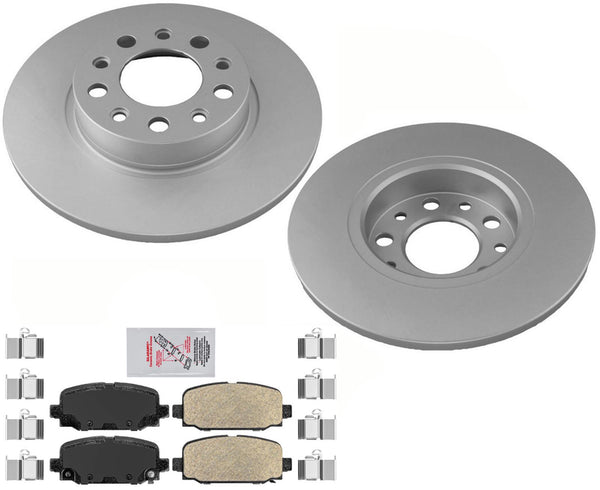 Rear AmeriBRAKES GEO Coated Disc Brake Rotors & Pads For 2018-2021 Jeep Compass