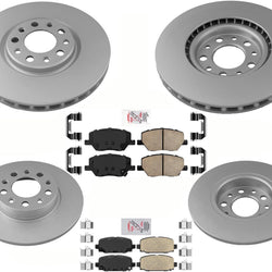 Frt & Rr AmeriBRAKES GEO Coated Disc Brake Rotors & Pads For 18-22 Jeep Compass