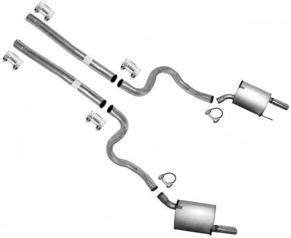 Exhaust System Extension Pipes Dual Mufflers For Ford Mustang 4.6L 2005-2009
