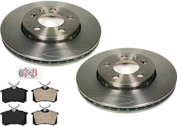 Rear Disc Brake Rotors & Semi Metallic Brake Pads for 2000-2006 Audi TT Quattro