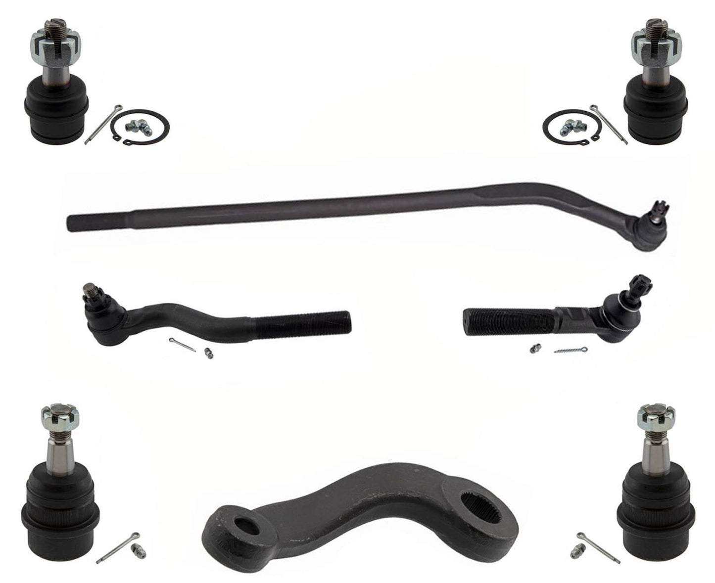 Front 8Pc Kit Ball Joints Tie Rod Arm To Steering For Jeep Wrangler 2007-2017