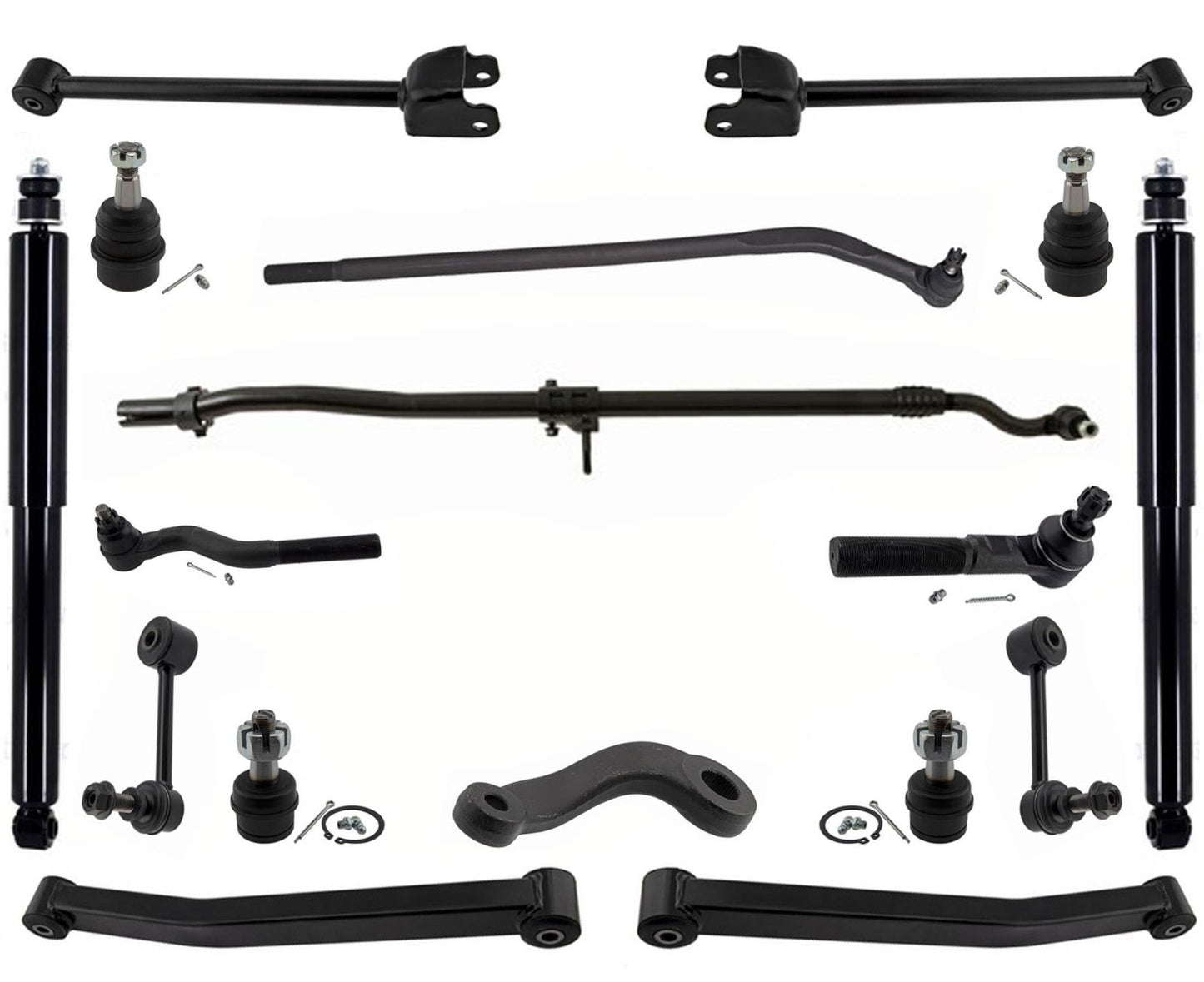 Kit de brazo de control superior e inferior delantero y amortiguadores de 17 piezas para Jeep Wrangler 2007-2017